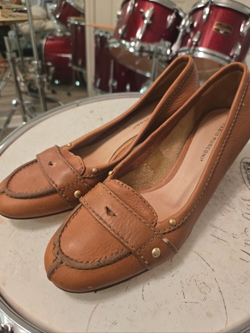 Nwot Fabio Rusconi Butter Soft Cognac Leather Heel Sz 38 Made In ITALY